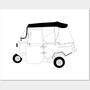 Bajaj Auto Rickshaw Black Outline Posters and Art